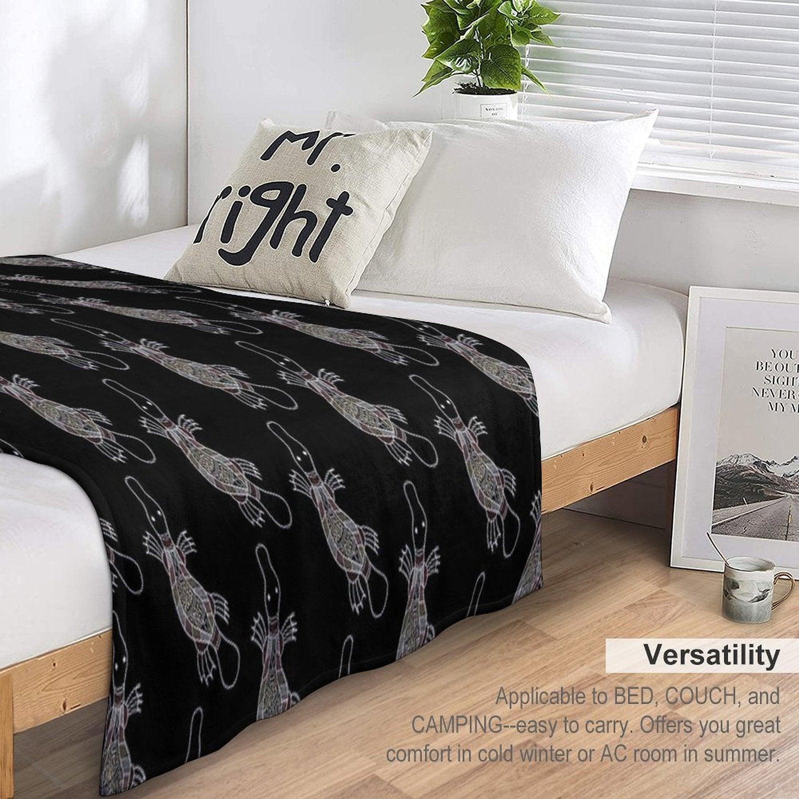 Authentic Aboriginal Art - Platypus Throw Blanket