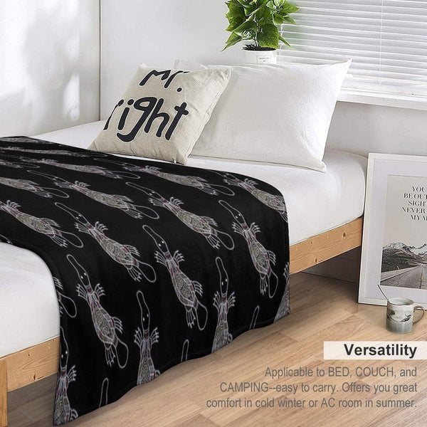 Authentic Aboriginal Art - Platypus Throw Blanket