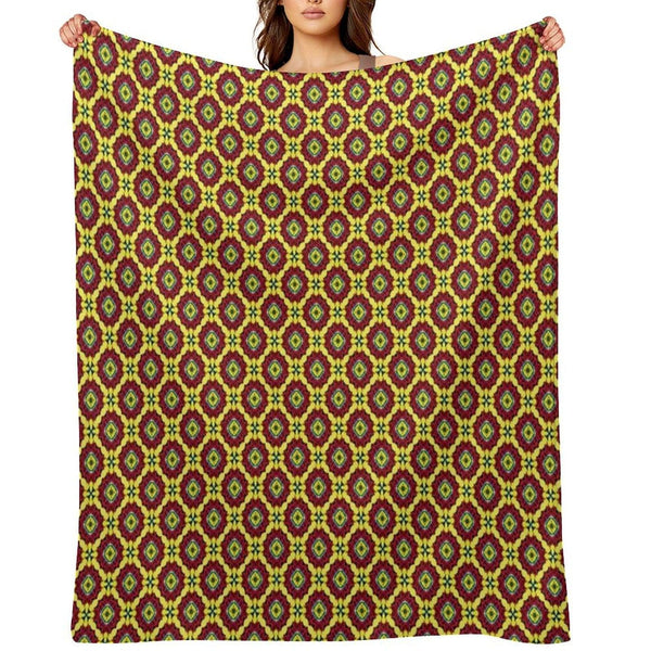 Golden Red Bouquet Grand Medallions Throw Blanket