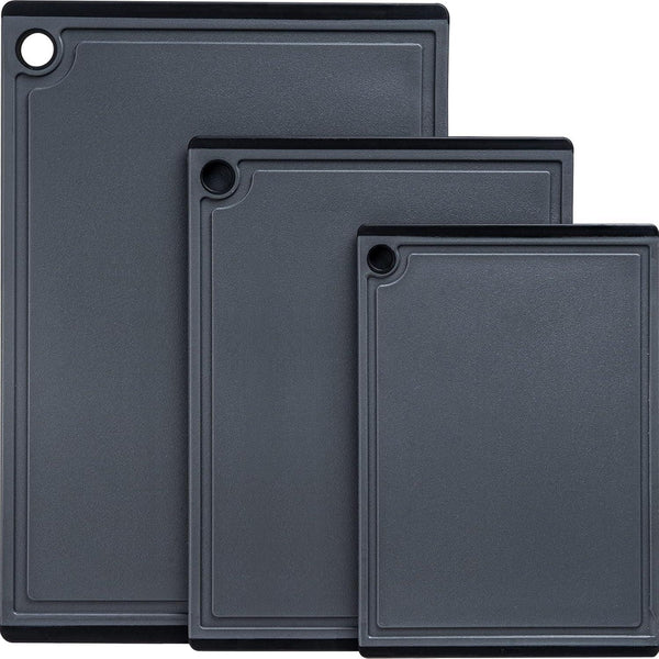 3-Piece Large Plastic Cutting Board Set with Non-Slip Feet and Juice Grooves
