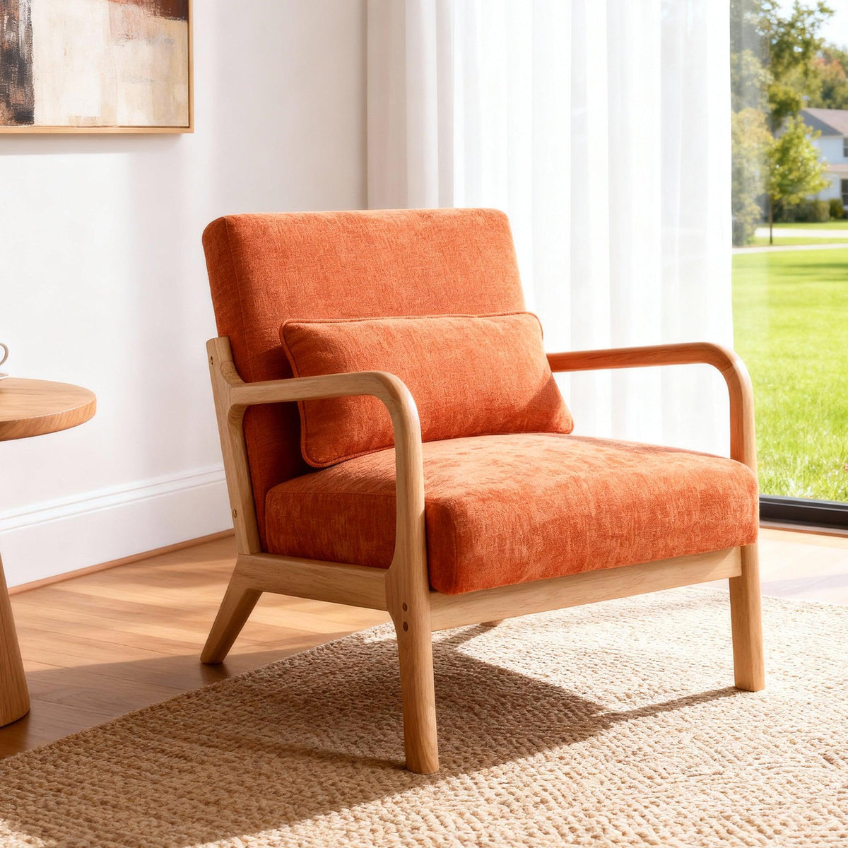 Antique Orange Cotton‑Linen Chair