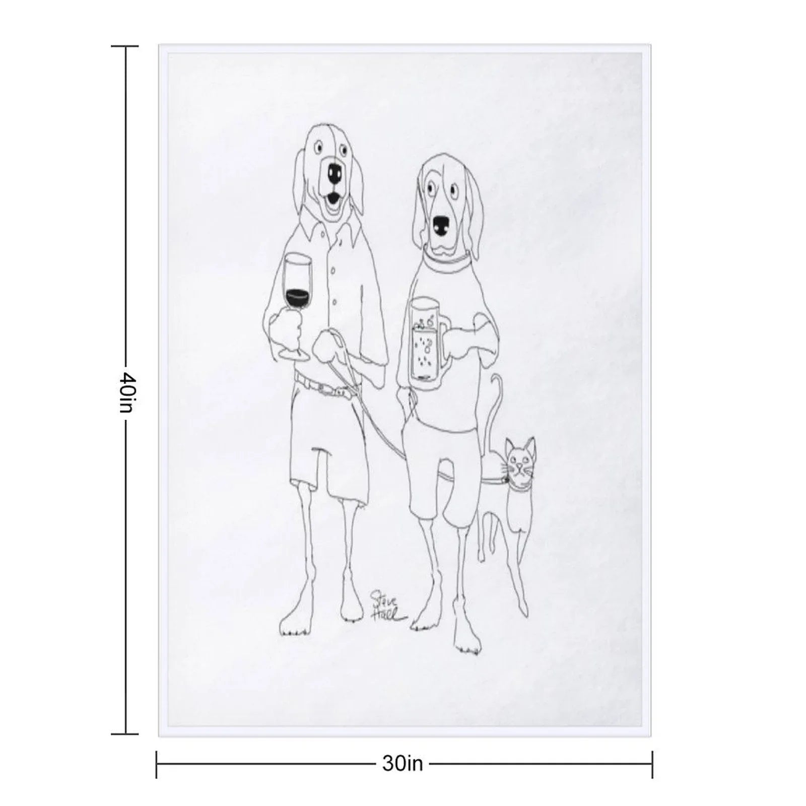 Dogs Casually Walking with Drinks And Leashed Cat Throw Blanket