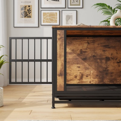 Dog Crate Furniture  Wooden Dog Crate Table Rustic Brown