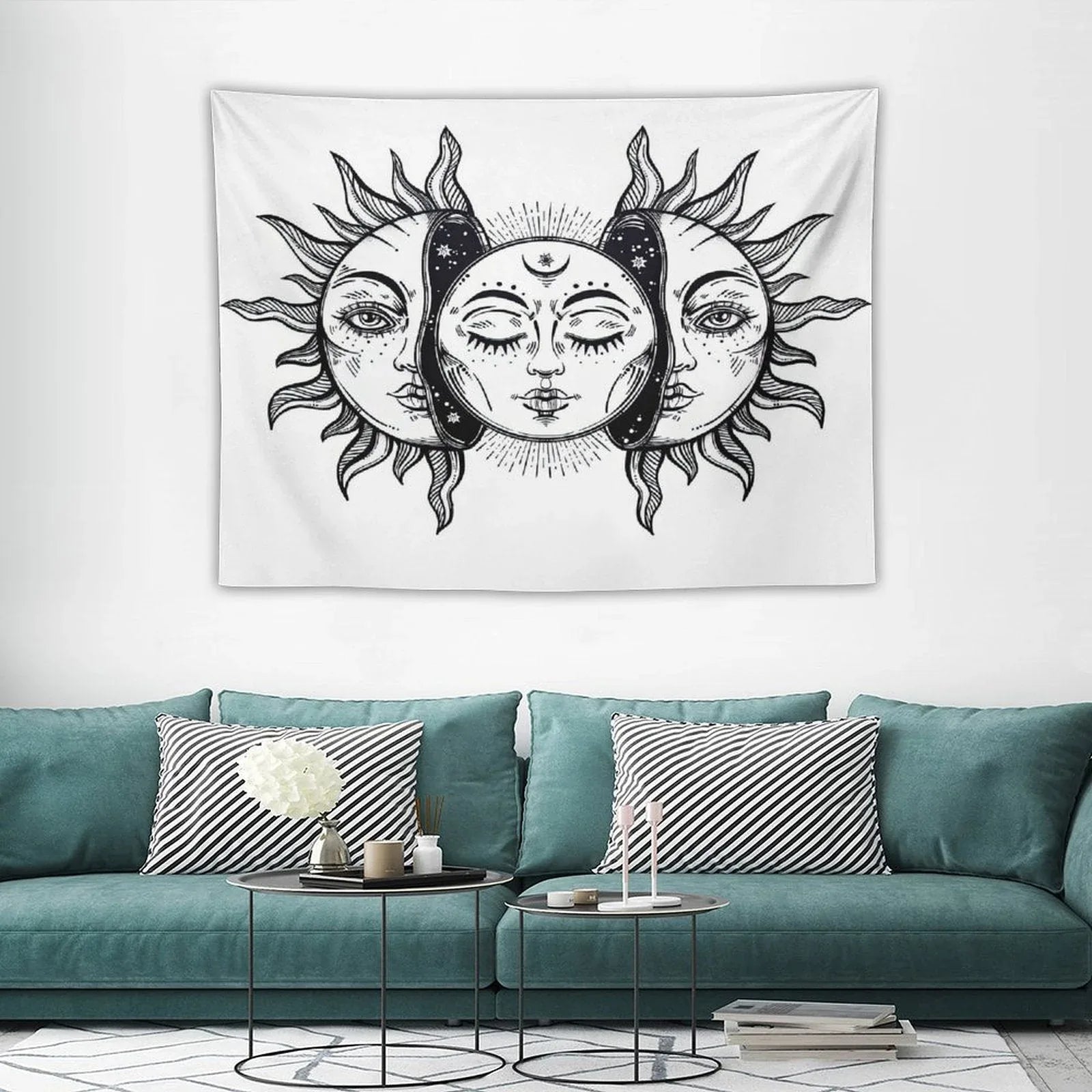 Vintage Solar Sun And Moon Tapestry