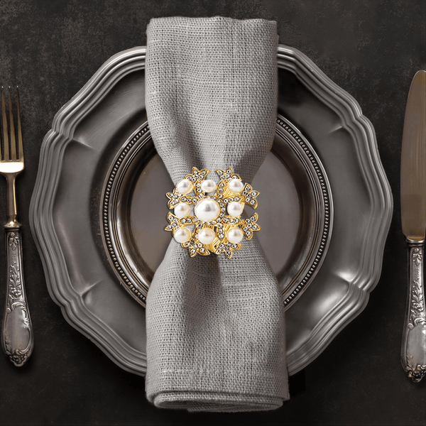 Gold Floral Napkin Rings – Golden Bloom