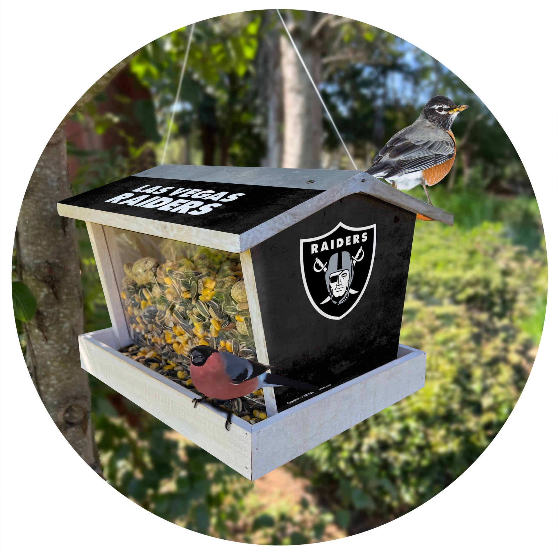 Las Vegas Raiders Bird Feeder - Custom Wood Outdoor Feeder With Official Team Colors