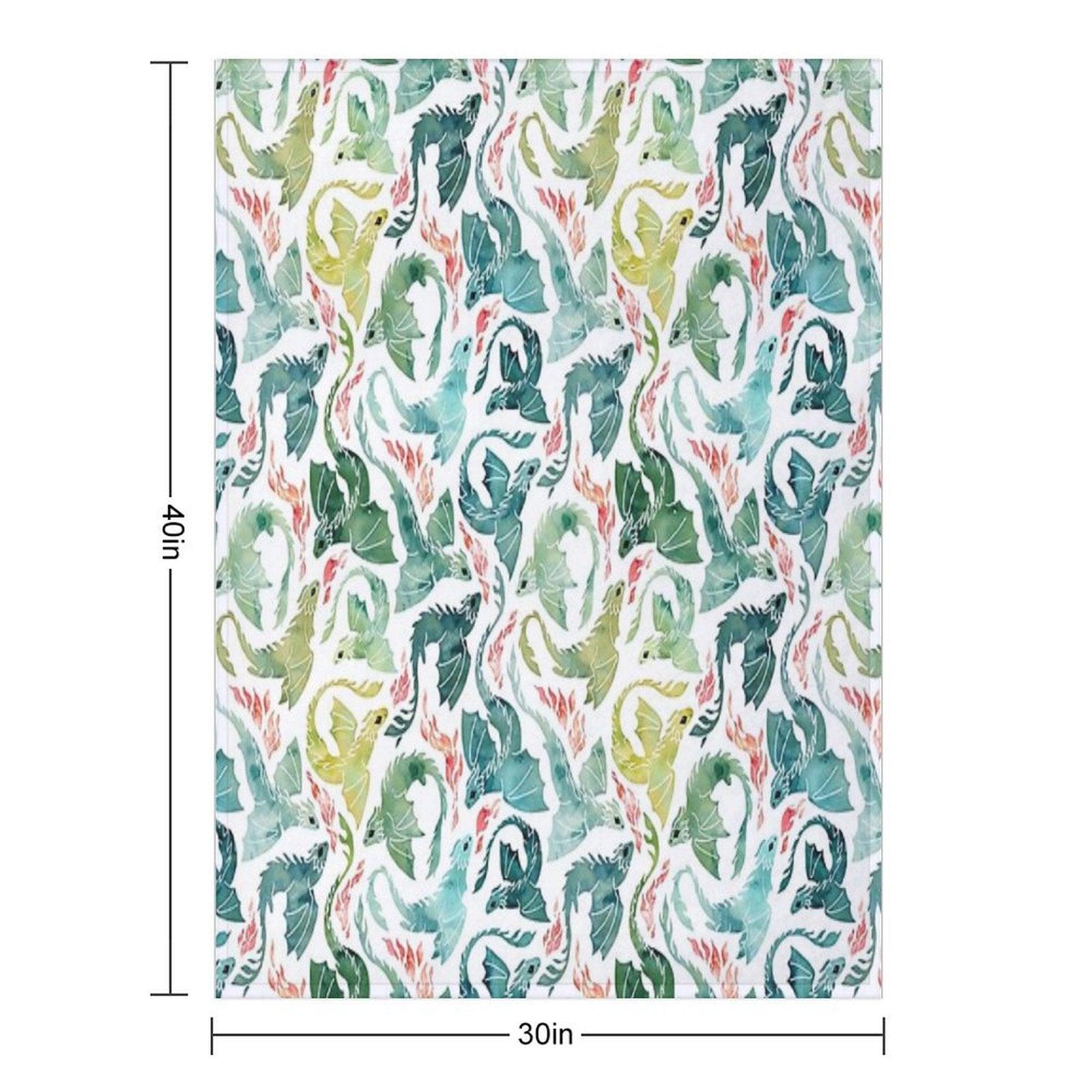 Dragon Fire Turquoise & Green Throw Blanket