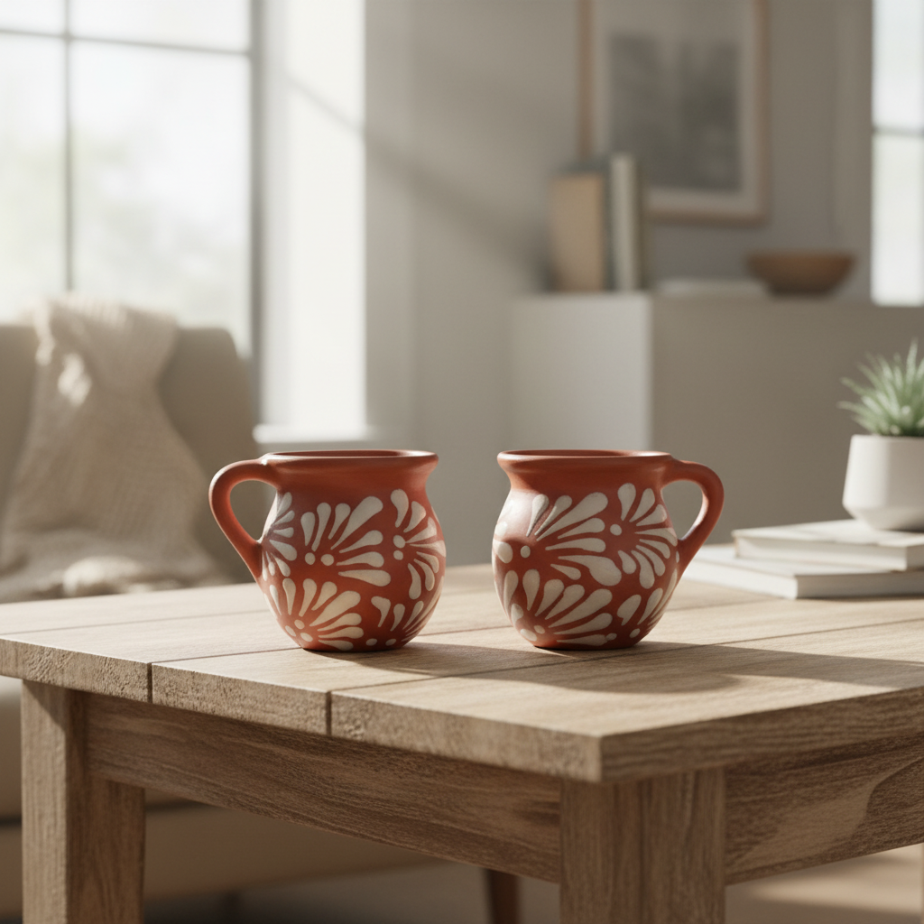 Mexican Clay Jarrito Mug | Handmade Brown Pottery Cup