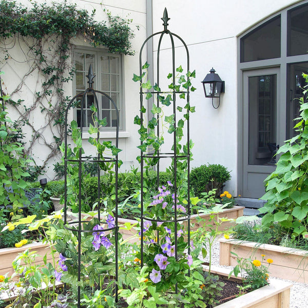 7DAY'S 6.2ft Garden Obelisk Trellis; Lightweight Rustproof Plastic Coated Metal Tall Tower Trellis Stand