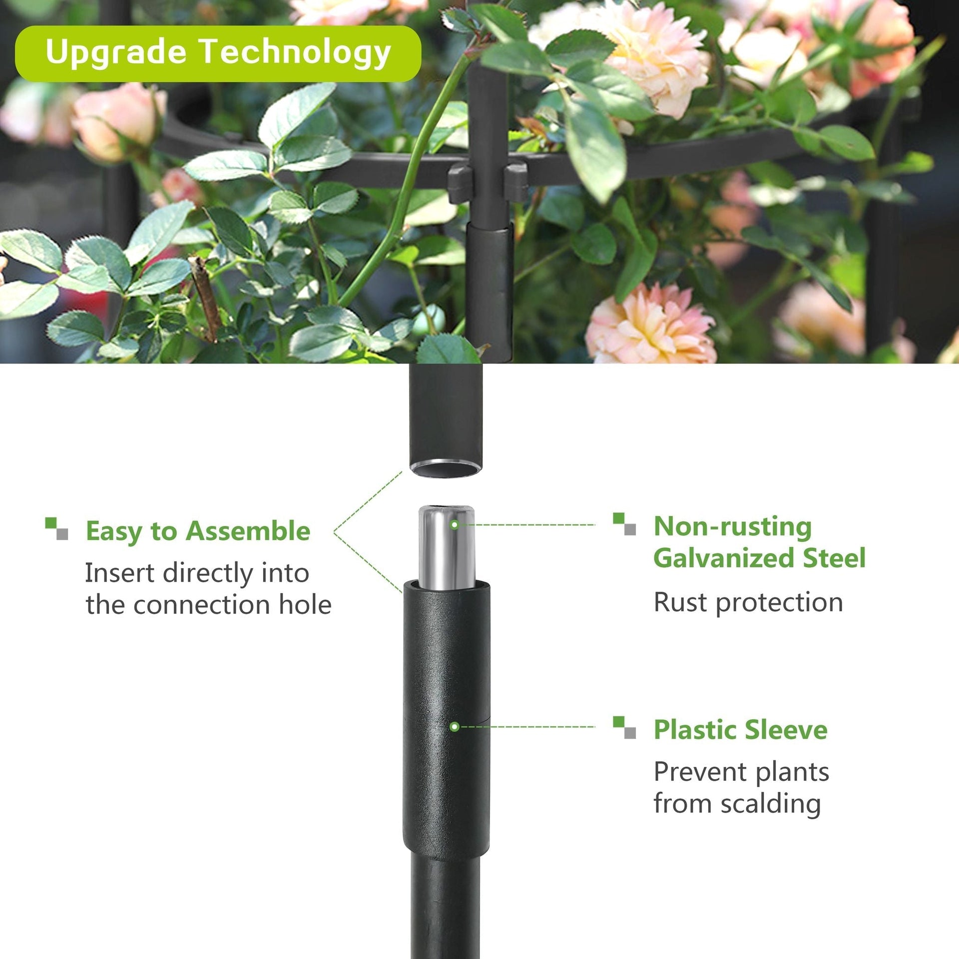 7DAY'S 6.2ft Garden Obelisk Trellis; Lightweight Rustproof Plastic Coated Metal Tall Tower Trellis Stand