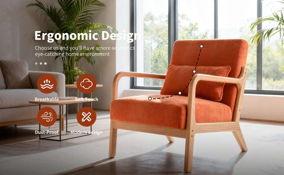 Antique Orange Cotton‑Linen Chair