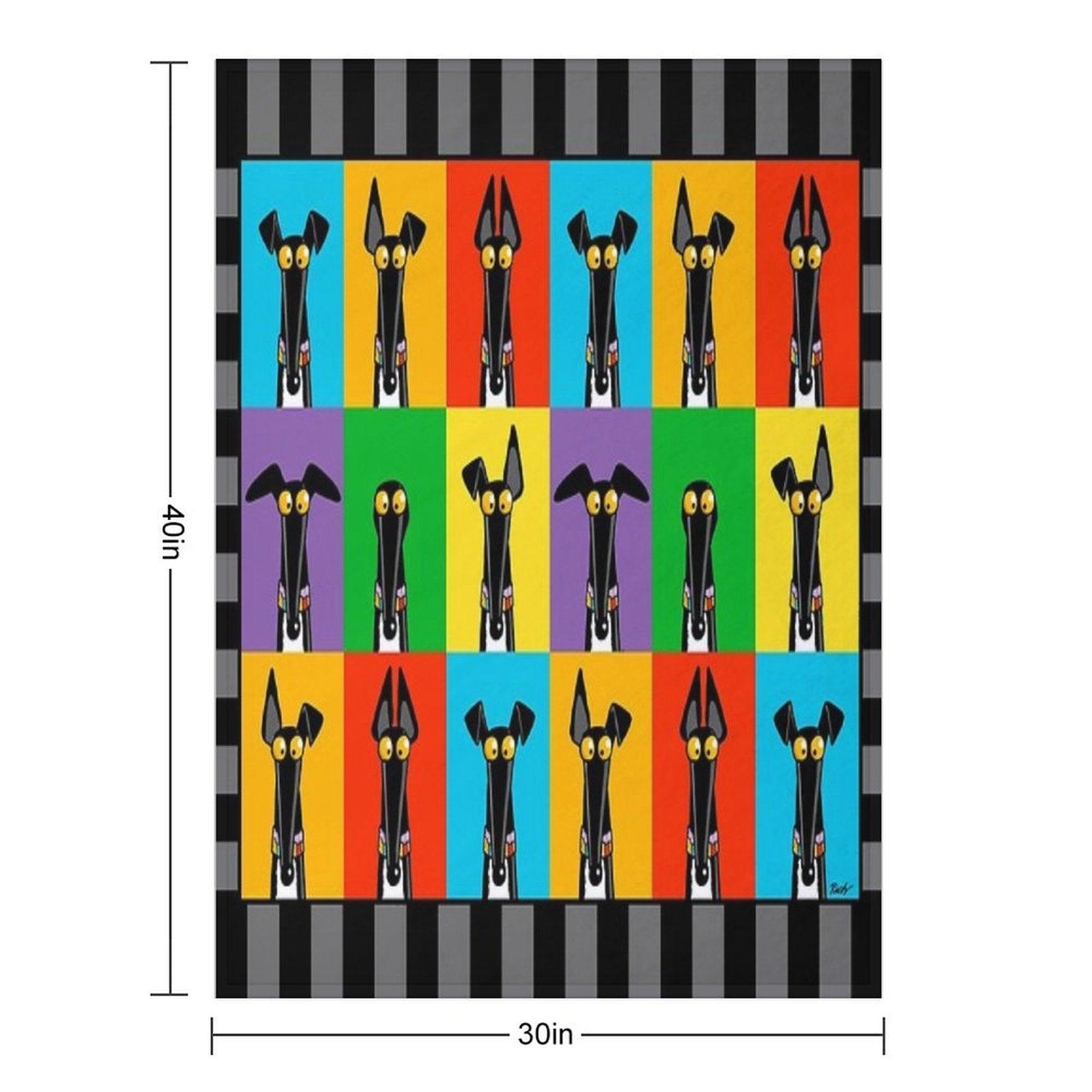 Greyhound Semaphore with Border Throw Blanket