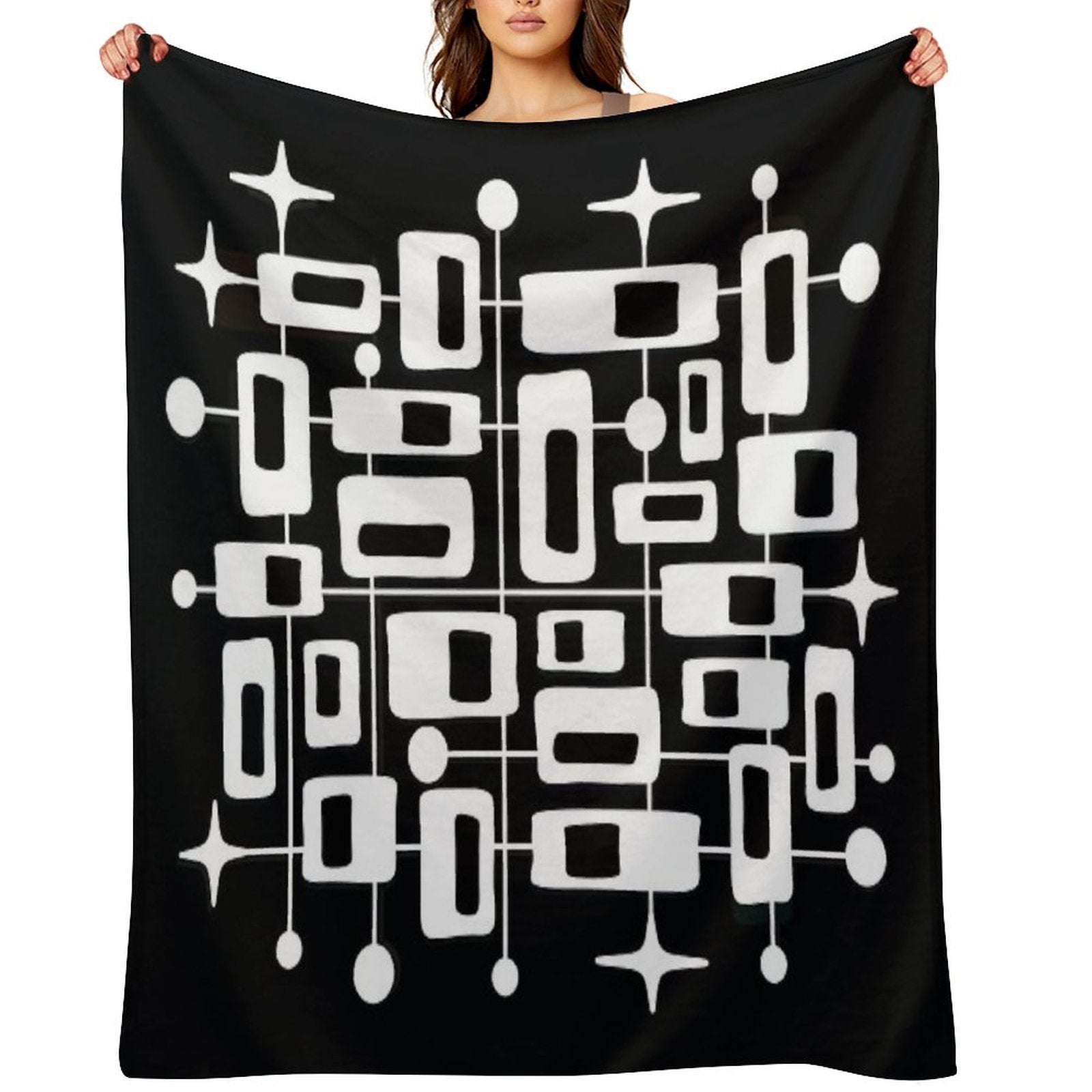 Mid Century Modern Cosmic Abstract Geometric Pattern Easy Care Throw Blanket