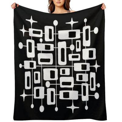 Mid Century Modern Cosmic Abstract Geometric Pattern Easy Care Throw Blanket