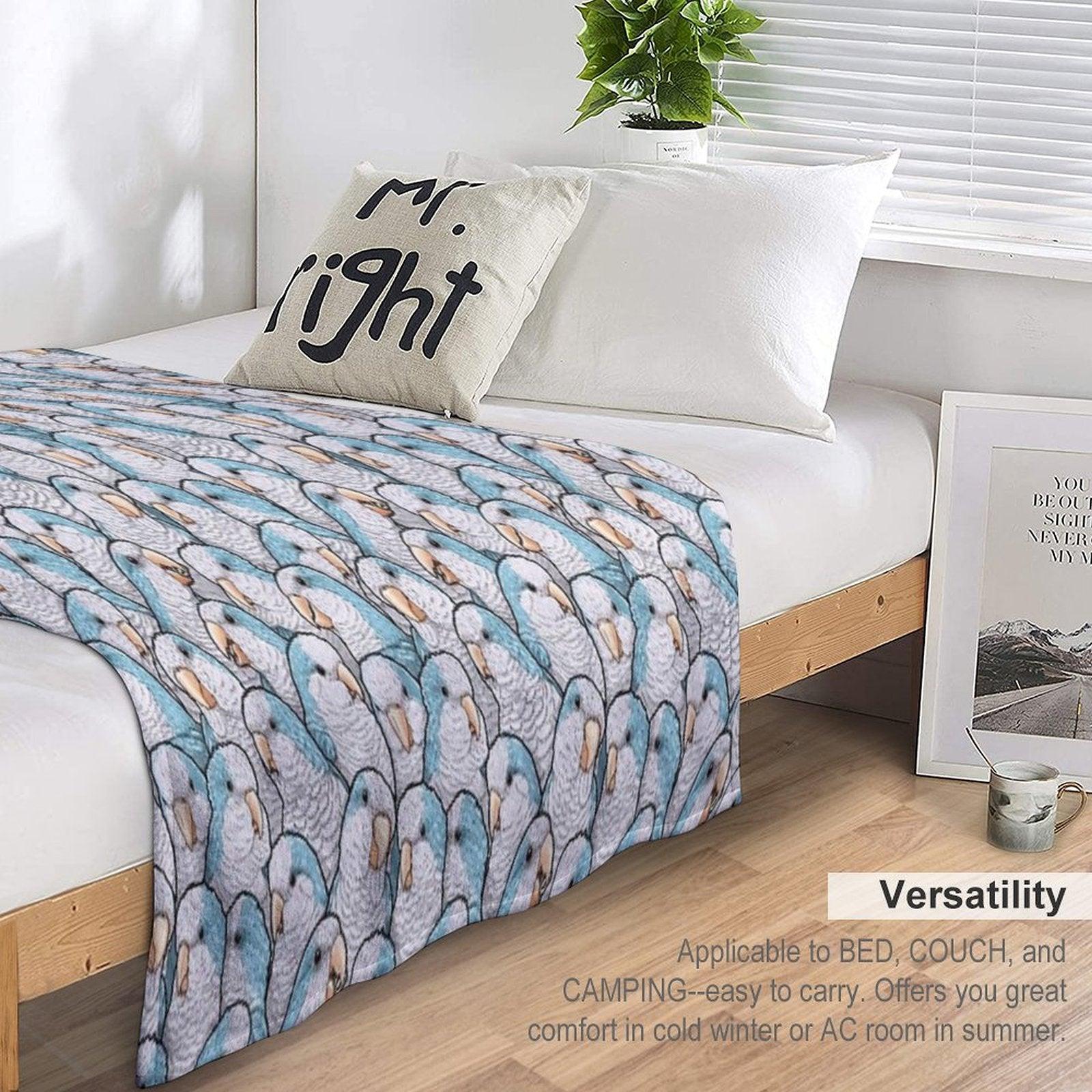 Blue Quaker Monk Parakeets Throw Blanket