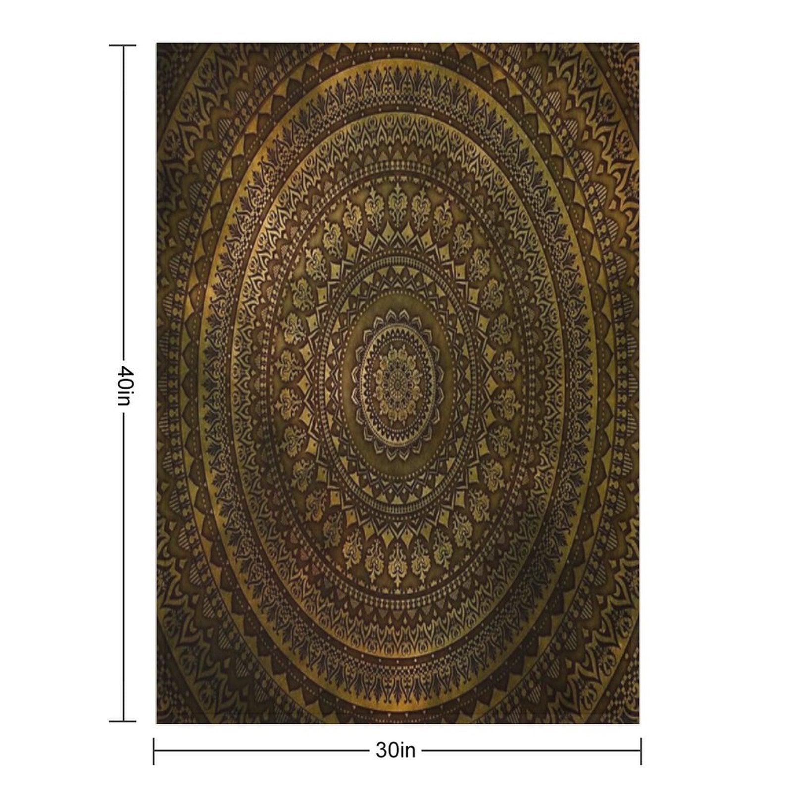 Lime Brown Mandala Throw Blanket