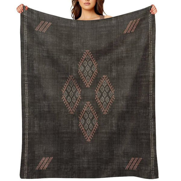 Kilim in Black And Pink Lightweight Throw Blanket