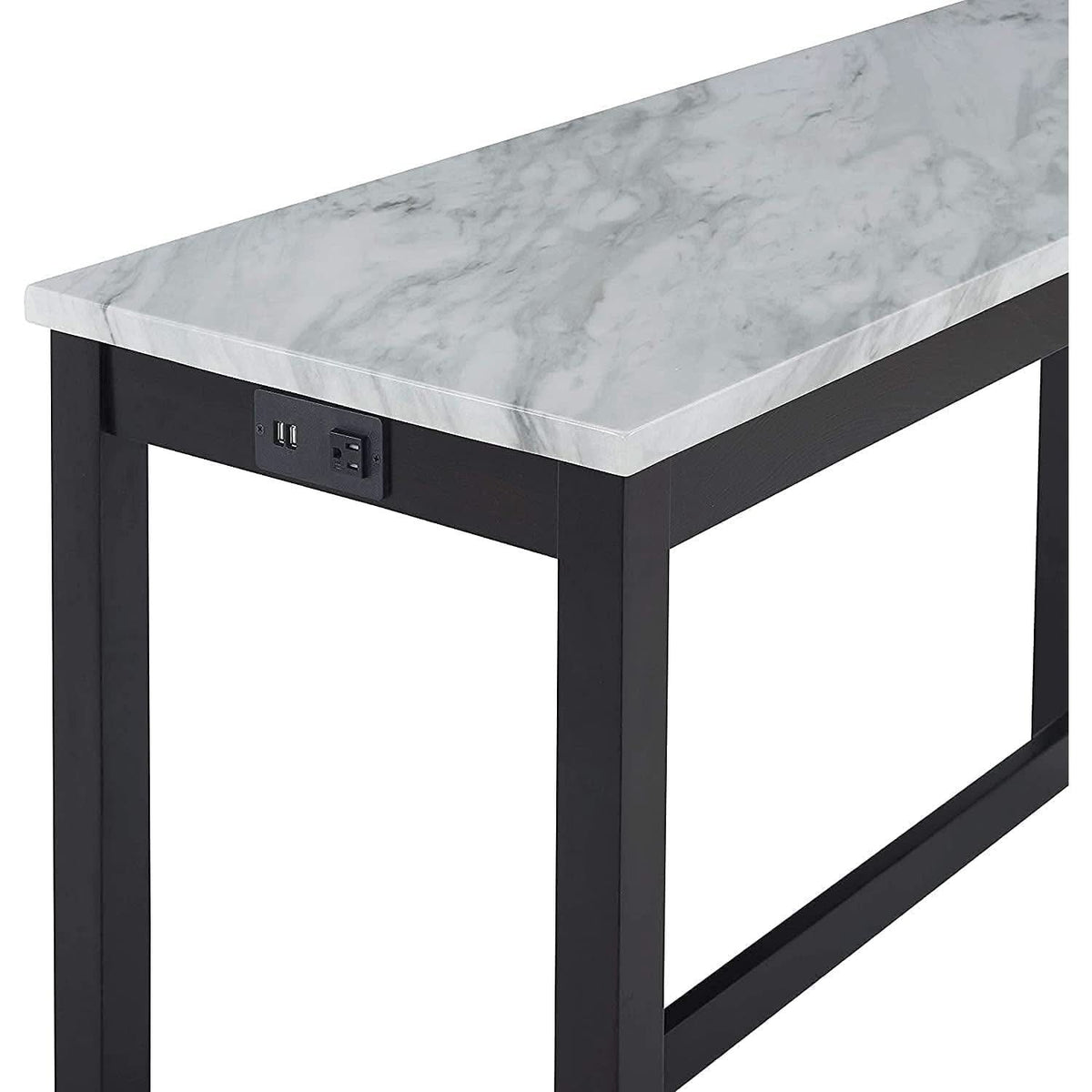 Blue Velvet Bar Table Set With 3 Stools Faux Marble Top