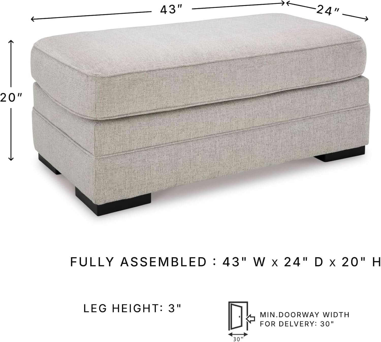 Eastonbridge Upholstered Rectangular Ottoman Light Gray