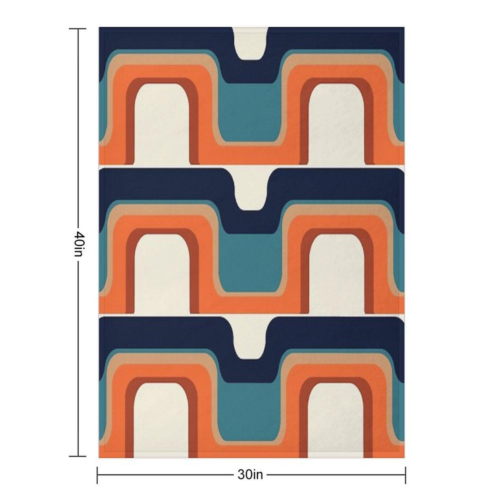 Mid-Century Modern Meets 1970s Orange & Blue Throw Blanket