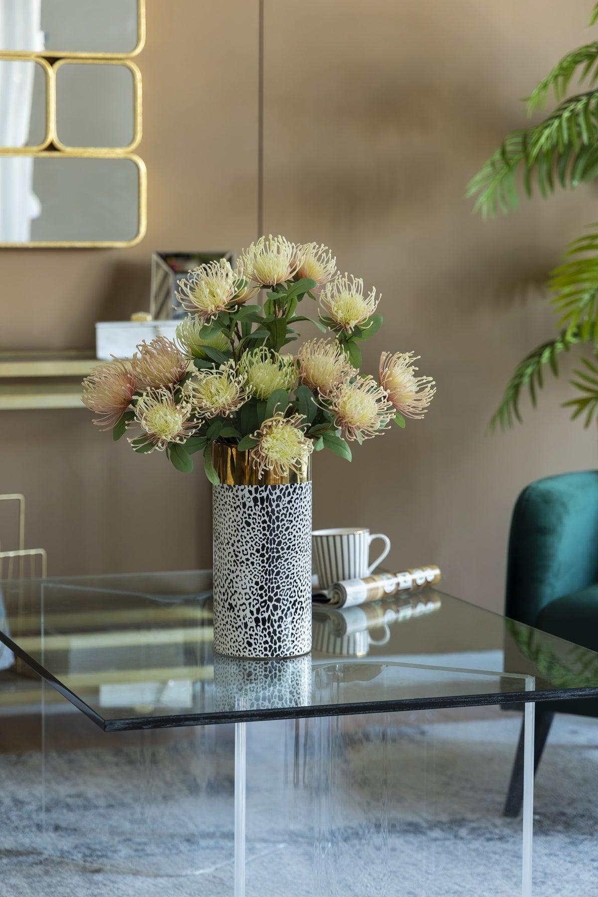 Matte Black& Gold Ceramic Vase
