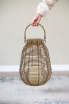 Poly Rattan Lantern with White LED Candle - Decorative Indoor Outdoor Accent Lighting