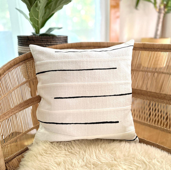 Crossing Lines White Sadza Pillow