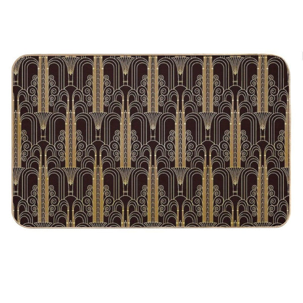 Glamorous Gold-Color Art Deco Pattern Bath Mat
