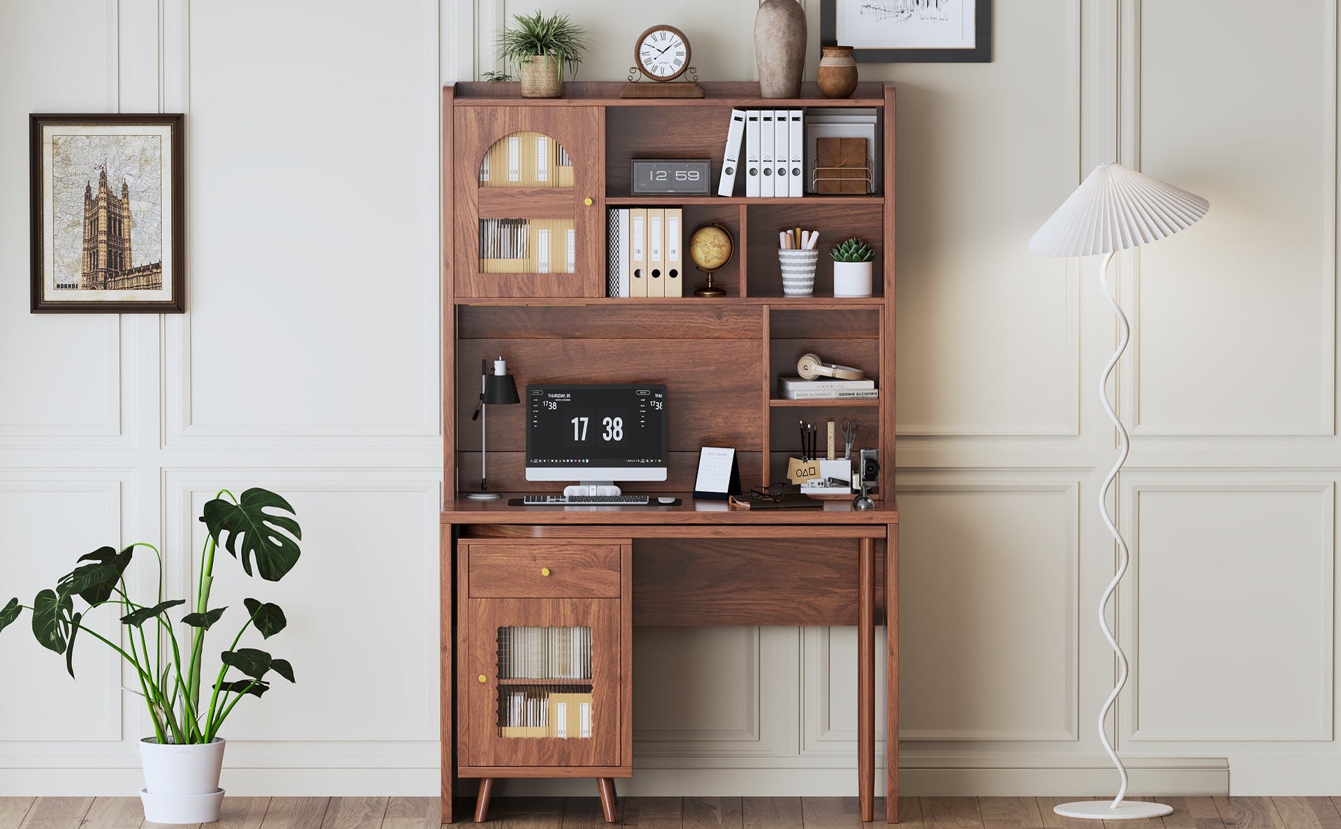 Computer Desk with 90 Degree Rotating Desktop BLAKHOM