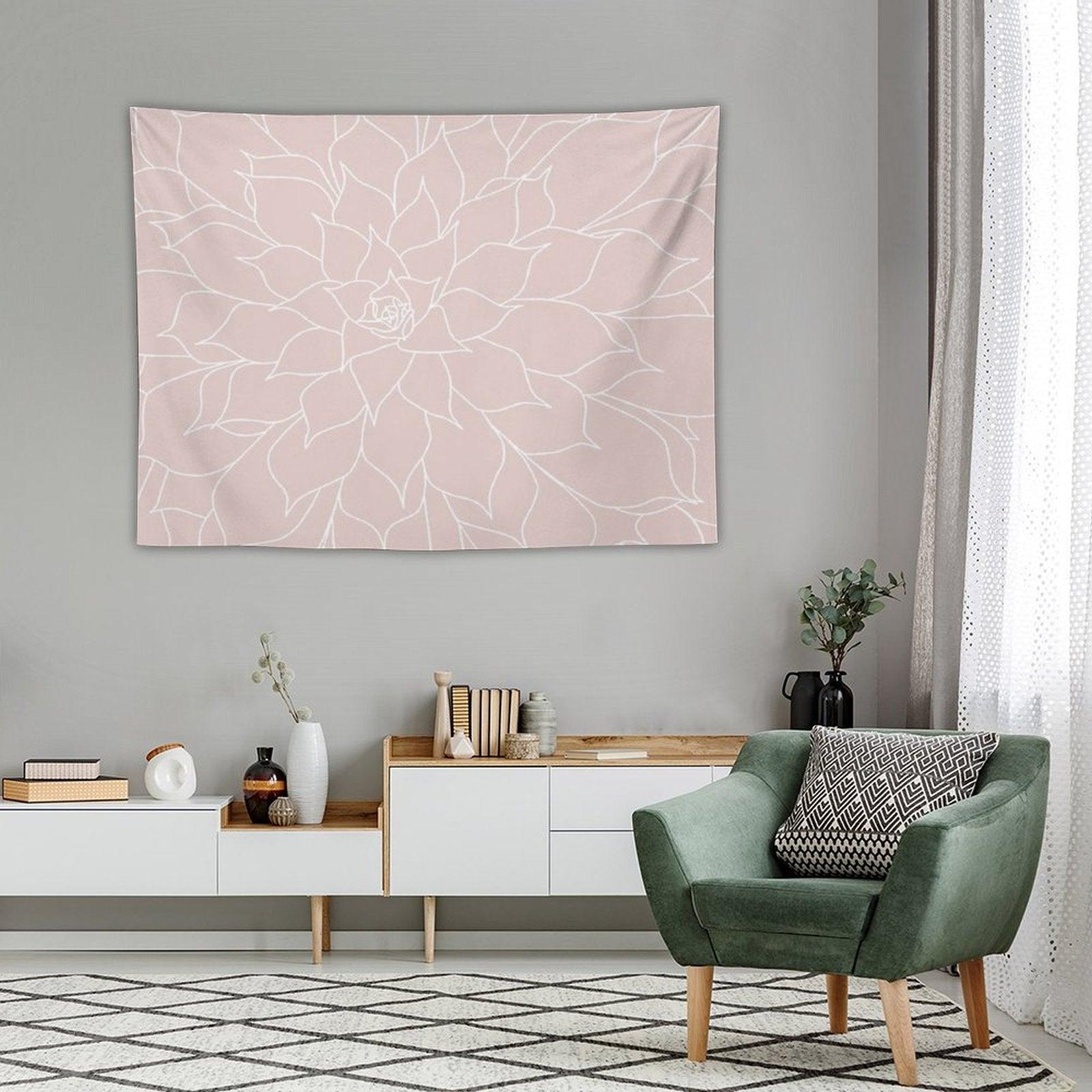 Blush Pink Succulent Tapestry