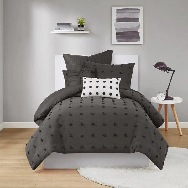 Brooklyn Cotton Jacquard Comforter Set with Euro Shams and Throw Pillows - Gifts for You 'n Me