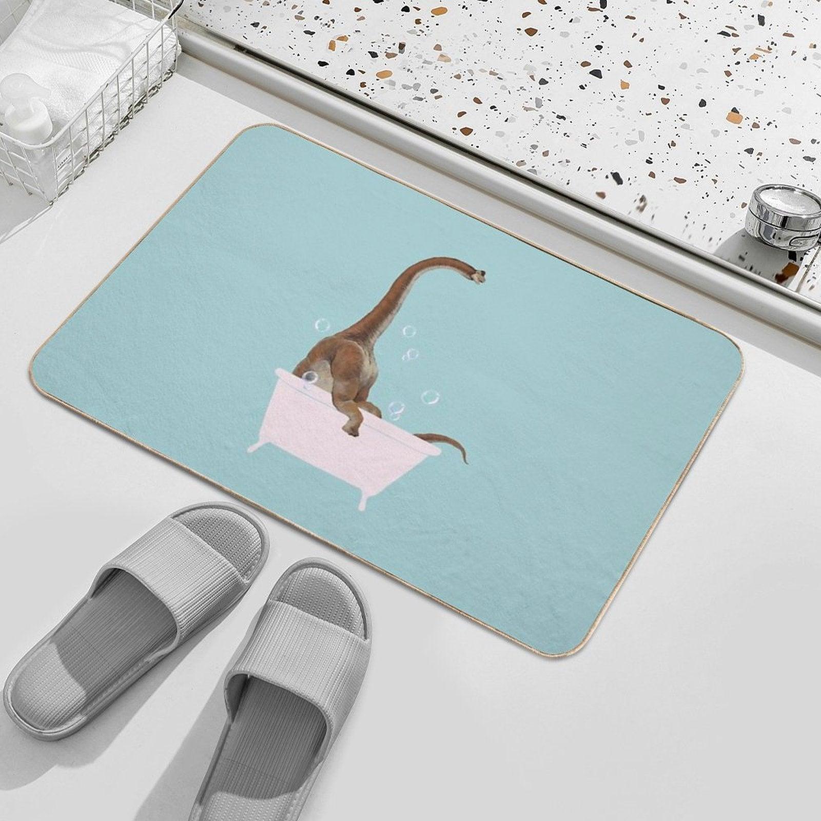 Brachiosaurus in Bathtub Bath Mat