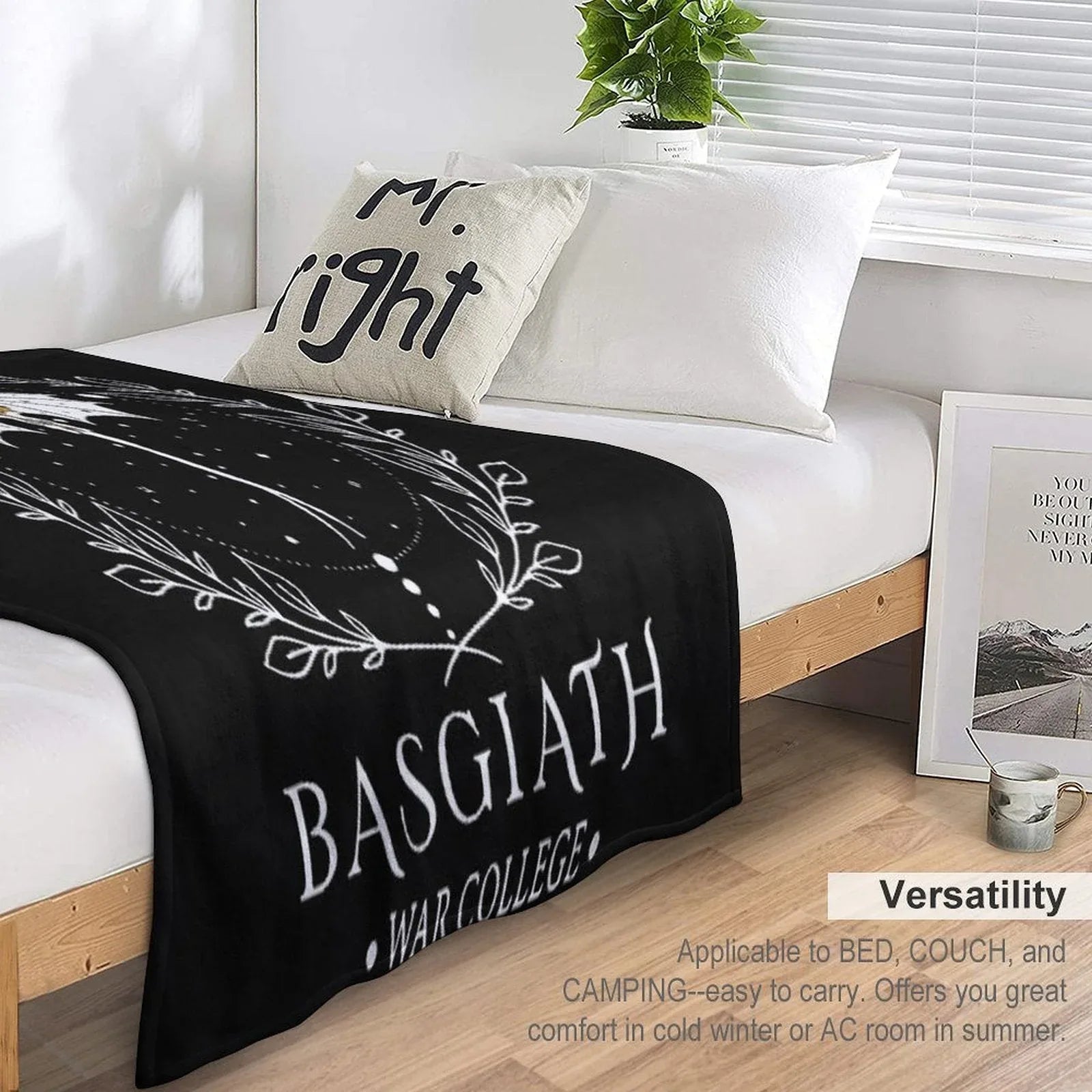 Fourth Wing Basgiath Two Sided Romantasy Dragons Yarros T-Shirt Throw Blanket