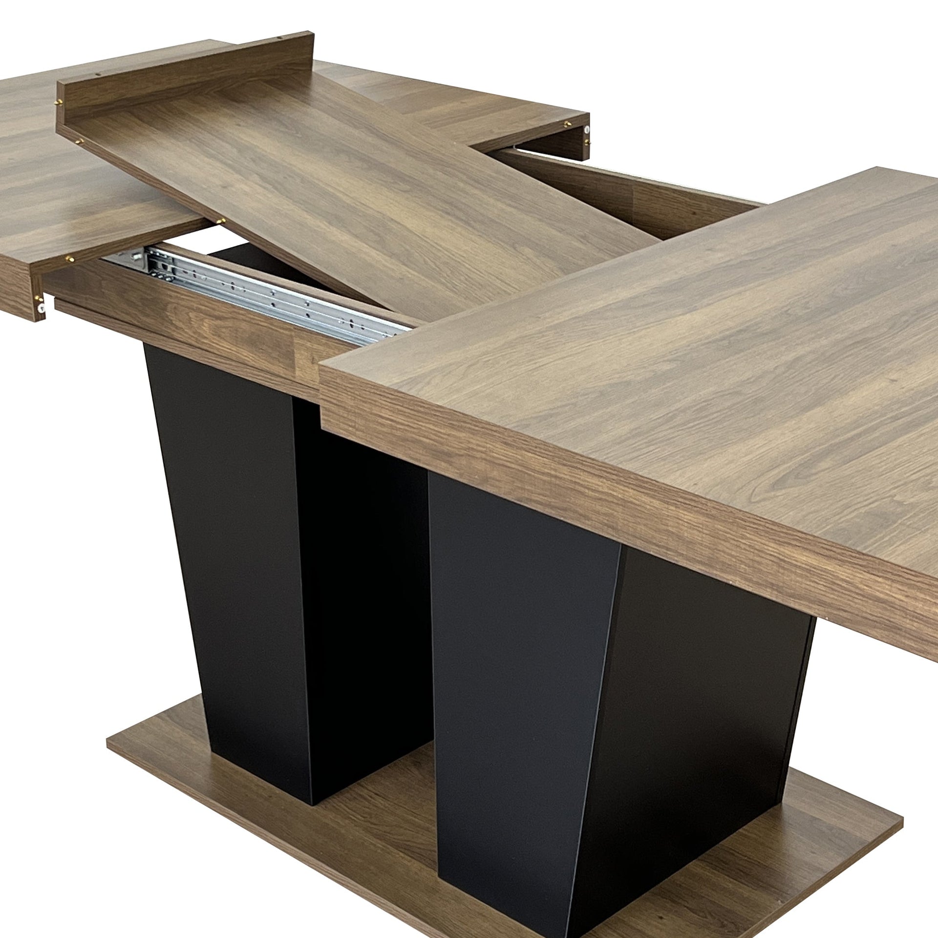 Beige and Brown Extendable Dining Table
