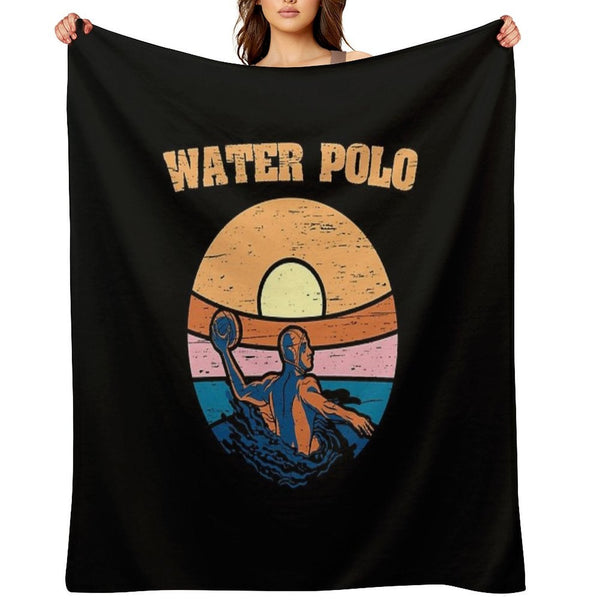 Water Polo Swim Sport Retro Water Polo Sustainable Throw Blanket