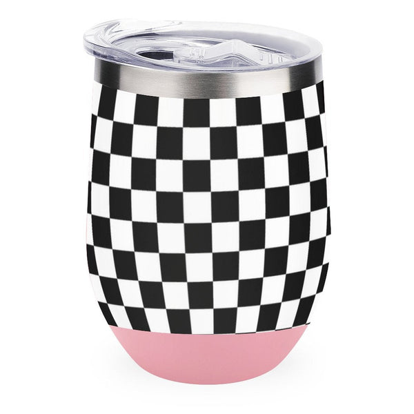 Black and White Wine Tumbler with Lid
