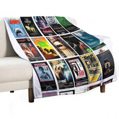 Horror Movie Classics - Cult Films - Vintage VHS Collection Travel-friendly Throw Blanket