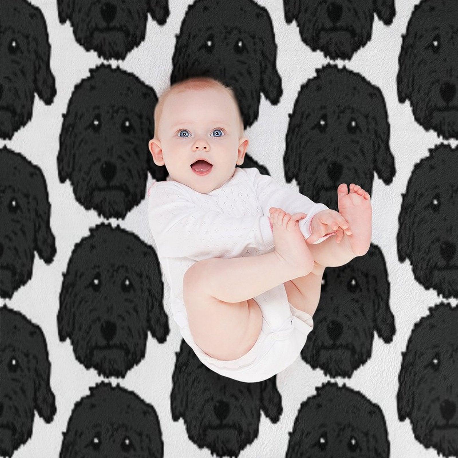 Charcoal Poodle - Dark Gray Goldendoodle! Black Labradoodle! Adorable Doodle Teddy Bear Dog - in Chocolate Brown, Dark Brown Dog Throw Blanket