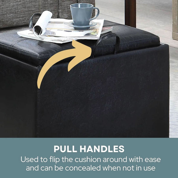 Accent Storage Ottoman 22 Point 75 Inches Charcoal Jet Black