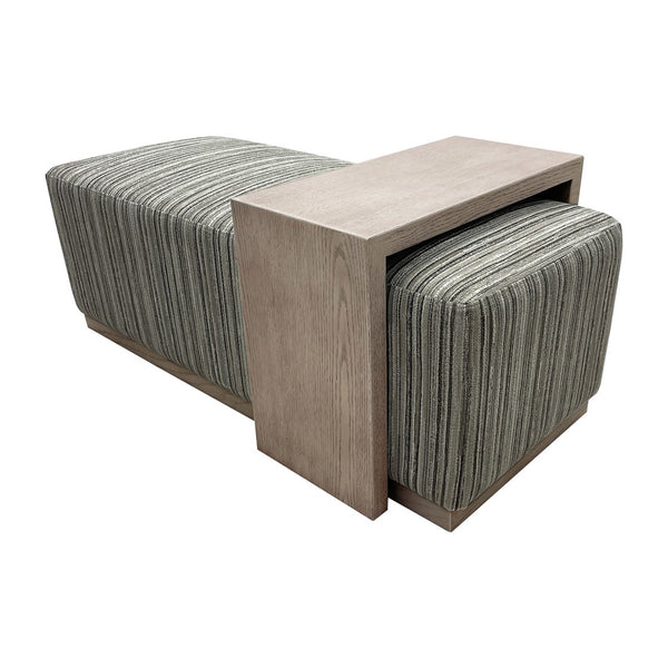 Peggy Bench/Cocktail Ottoman With Table - Stripe/Multi