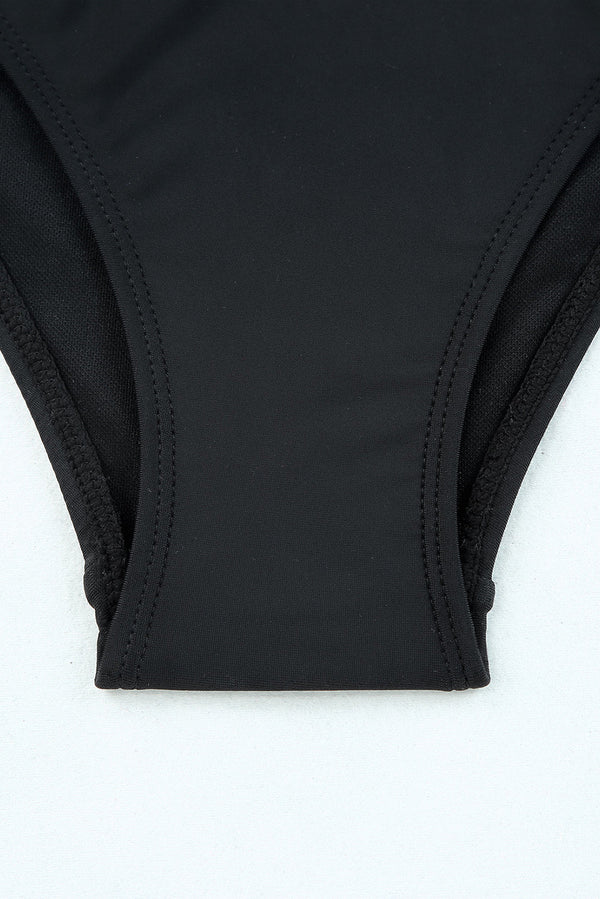 Edith Leopard Mesh Trim 2pcs Bikini Swimsuit