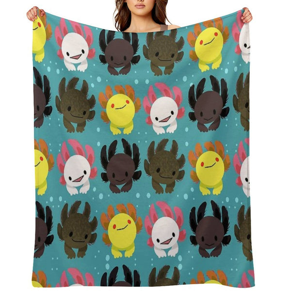 Axolotl Squad Sustainable Throw Blanket