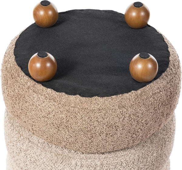 Round Upholstered Ottoman With Storage Gradient Brown