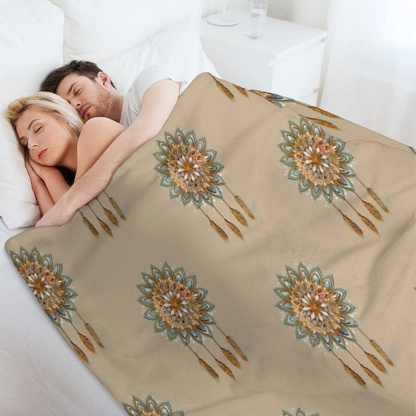 Golden Dreams Dreamcatcher Throw Blanket