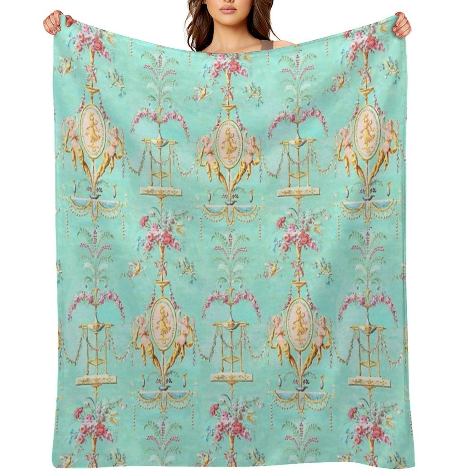 Marie Antoinette French Rococo Paris Pattern Quick-dry Throw Blanket