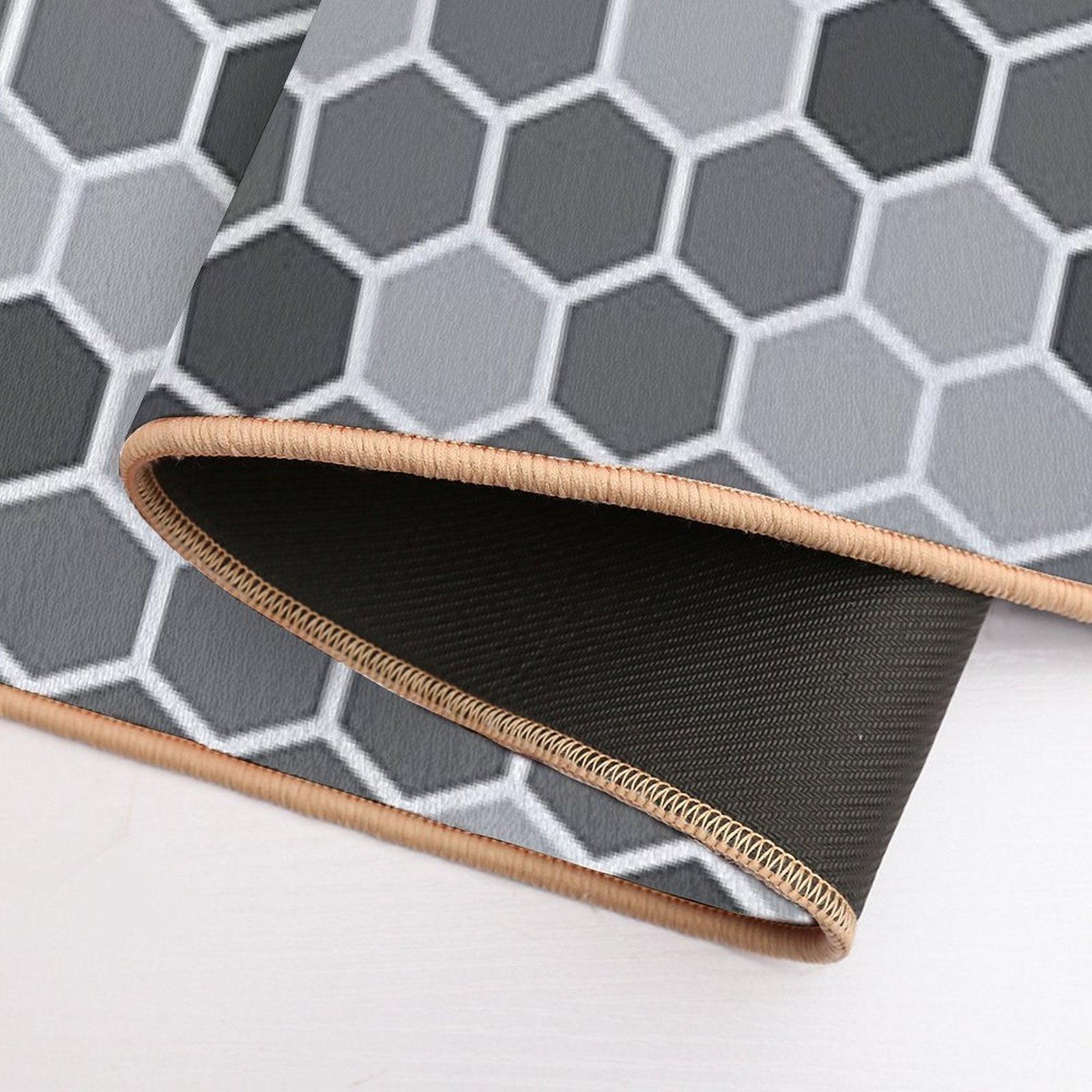 Grey Hexagon Bath Mat