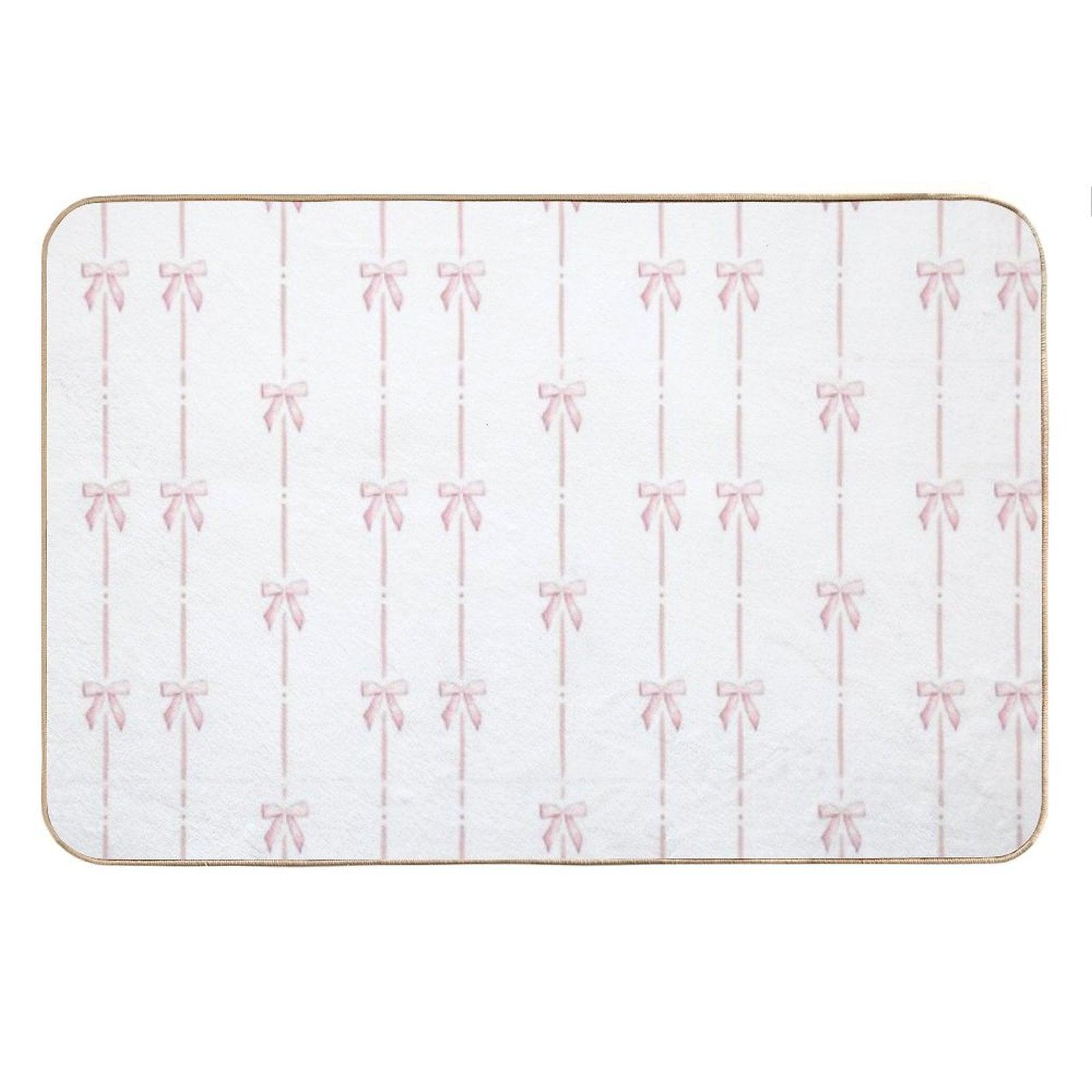 Pink Bow Ribbon Coquette Bath Mat