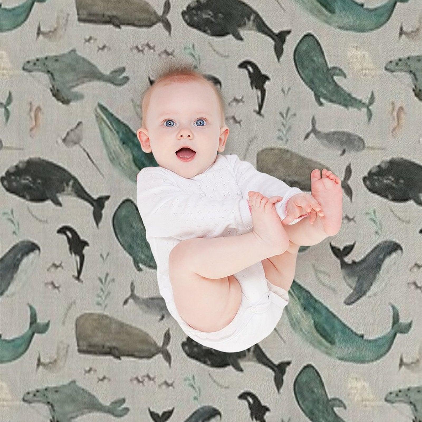 Whale Song Gray Throw Blanket