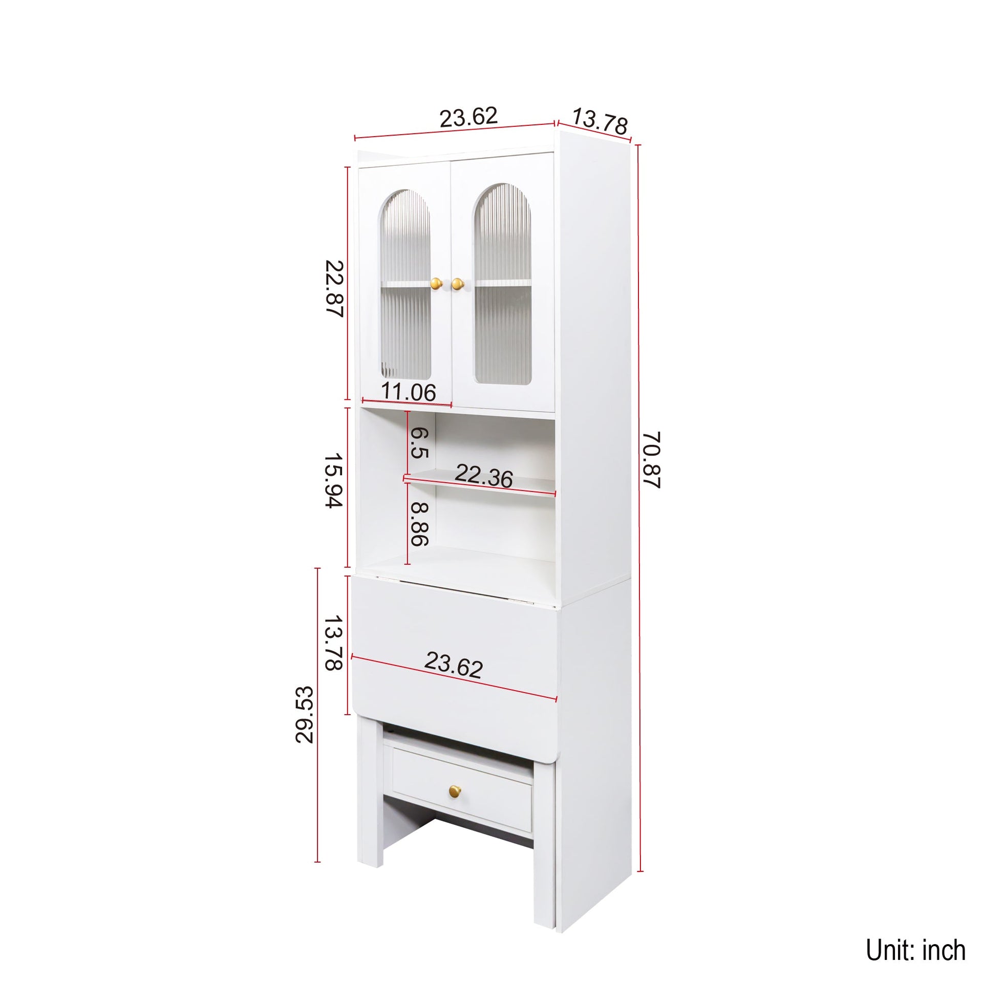 Fold-Out Convertible Writing Table,  Desk Cabinet with shelf and drawer Multi-Function Home Office Workstation