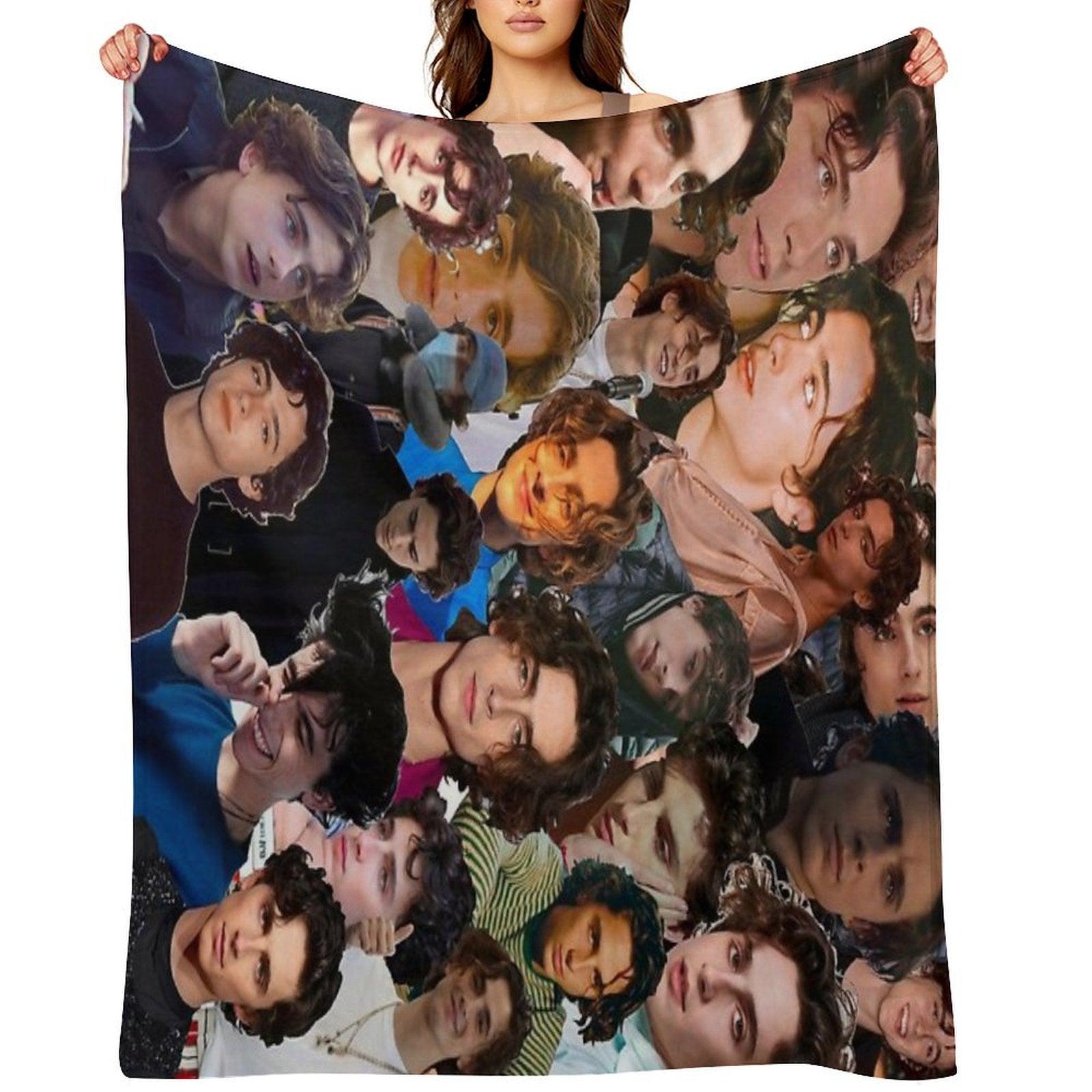 Timothée Chalamet Photo Collage Throw Blanket